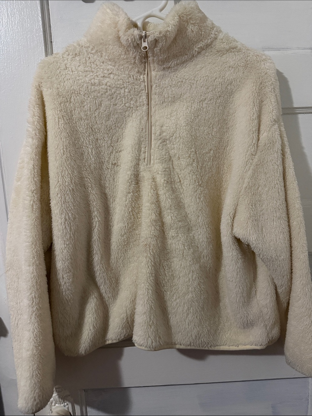 H&M Cream Teddy Sherpa Half-Zip Jacket